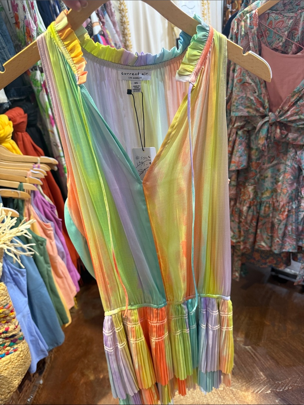 Current Air Pastel Rainbow Ruffle Tiered One-Piece